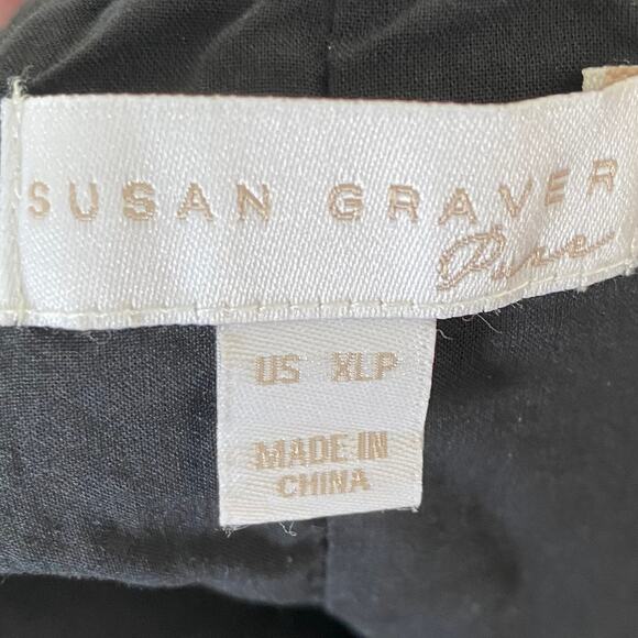 SUSAN GRAVER PURE NWOT Eyelet Tiered Midi Skirt Size XL Petite Black Lined - Picture 3 of 4